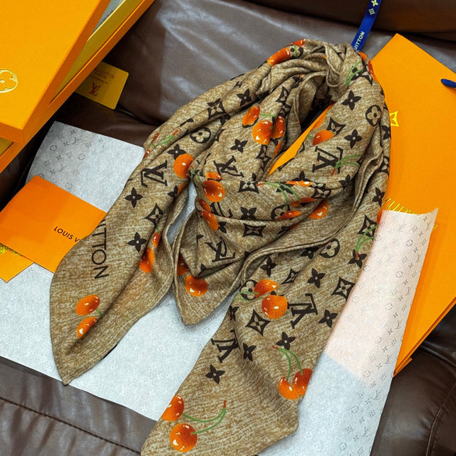 LV SCARF 140 CM IN WOOL MIX SILK 737264