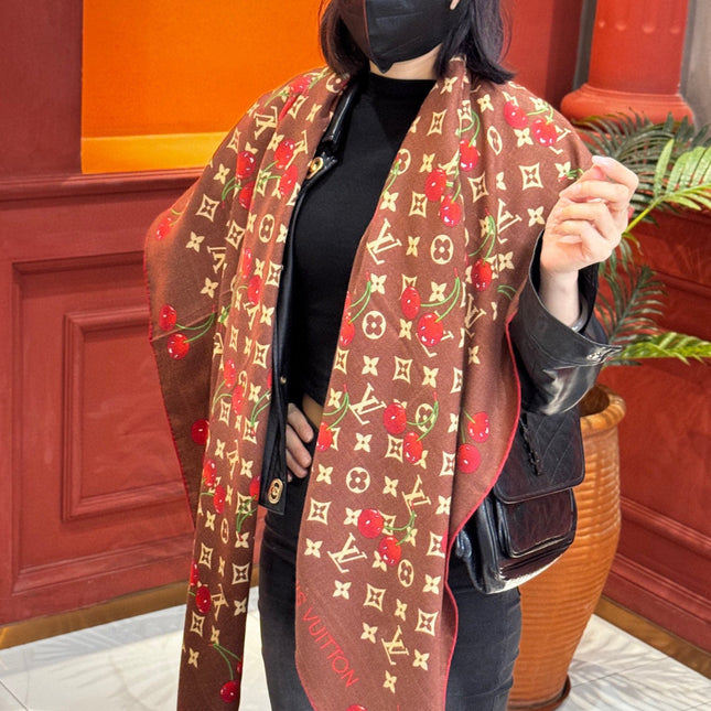 LV SCARF 140 CM IN WOOL MIX SILK 737265