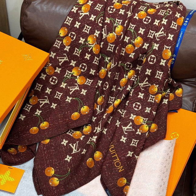 LV SCARF 140 CM IN WOOL MIX SILK 737266