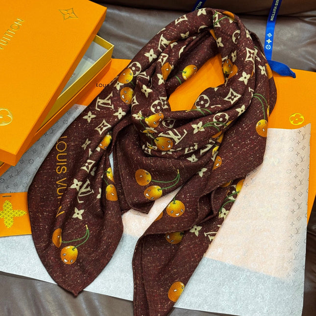 LV SCARF 140 CM IN WOOL MIX SILK 737266