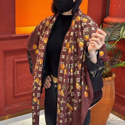 LV SCARF 140 CM IN WOOL MIX SILK 737266