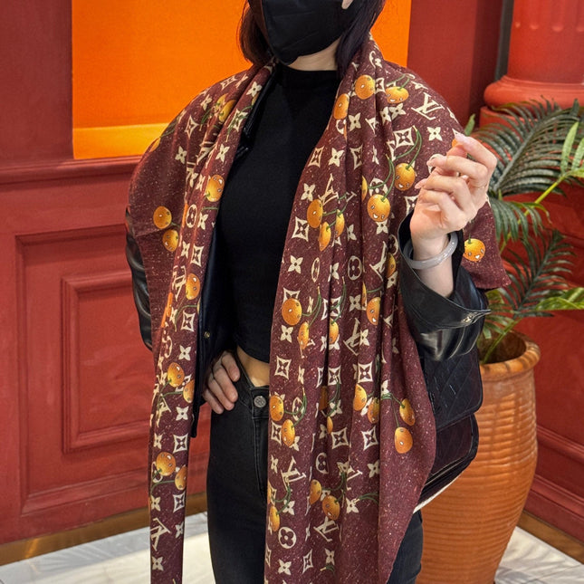 LV SCARF 140 CM IN WOOL MIX SILK 737266