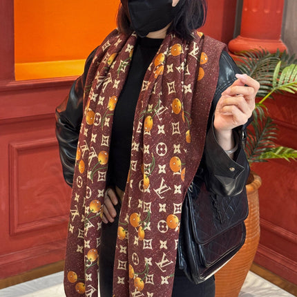 LV SCARF 140 CM IN WOOL MIX SILK 737266