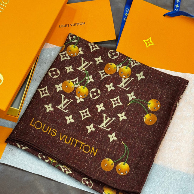 LV SCARF 140 CM IN WOOL MIX SILK 737266