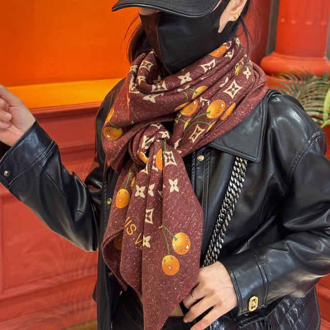 LV SCARF 140 CM IN WOOL MIX SILK 737266