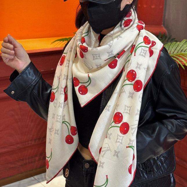LV SCARF 140 CM IN SILK-CASHMERE BLEND 737267
