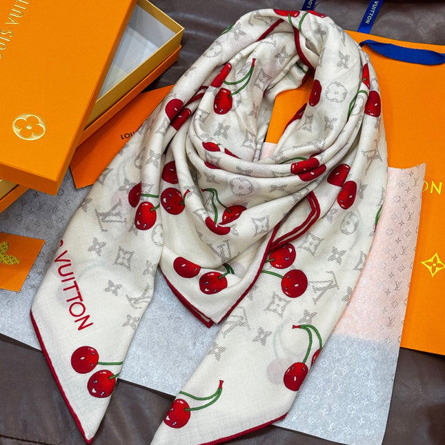 LV SCARF 140 CM IN SILK-CASHMERE BLEND 737267