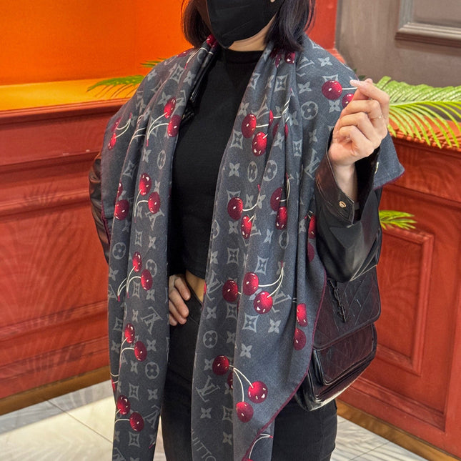 LV SCARF 140 CM IN SILK-CASHMERE BLEND 737268