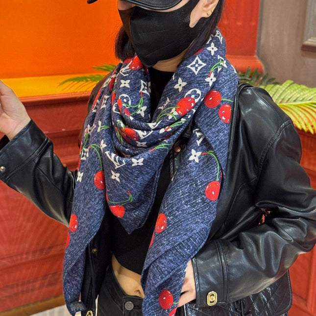 LV SCARF 140 CM IN SILK-CASHMERE BLEND 737269