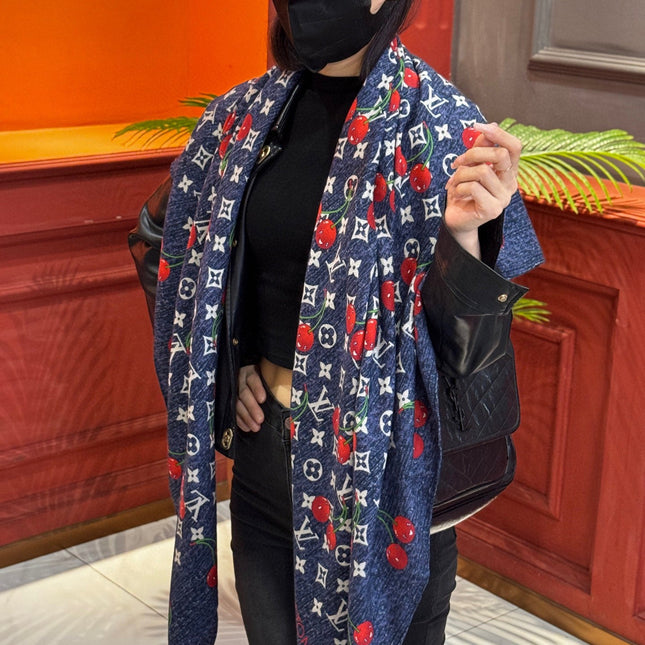 LV SCARF 140 CM IN SILK-CASHMERE BLEND 737269