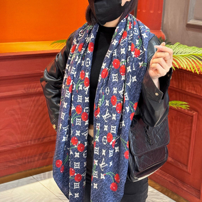 LV SCARF 140 CM IN SILK-CASHMERE BLEND 737269