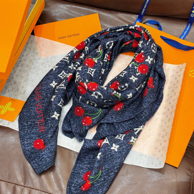 LV SCARF 140 CM IN SILK-CASHMERE BLEND 737269