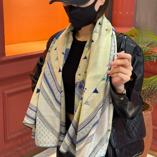 LV SCARF 140 CM IN SILK-CASHMERE BLEND 737274