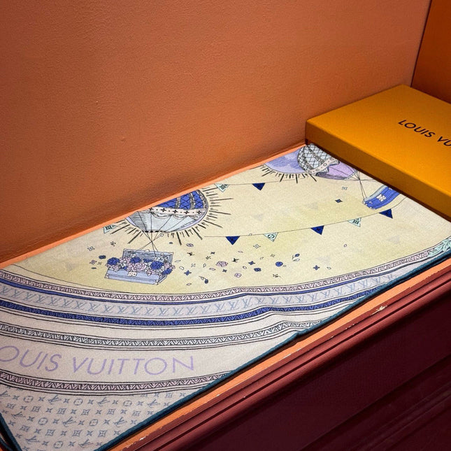 LV SCARF 140 CM IN SILK-CASHMERE BLEND 737274