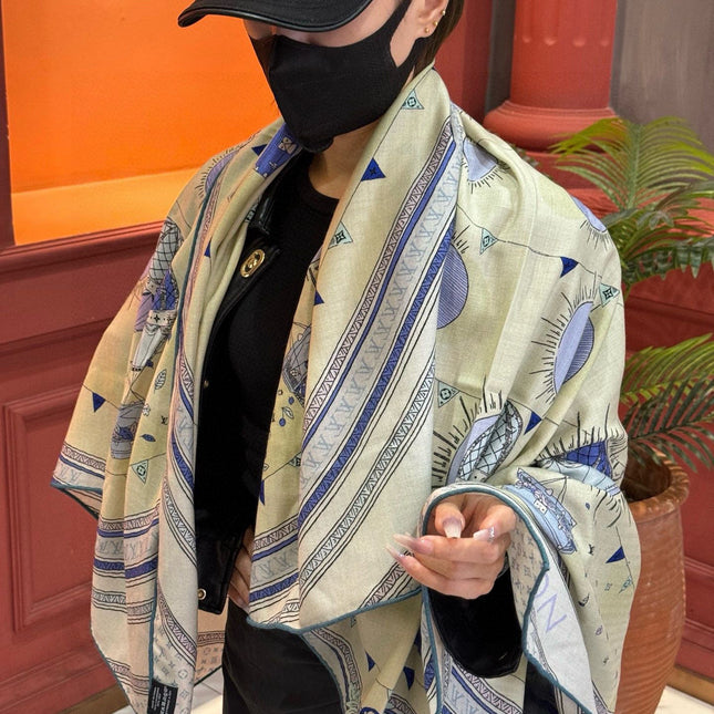 LV SCARF 140 CM IN SILK-CASHMERE BLEND 737274