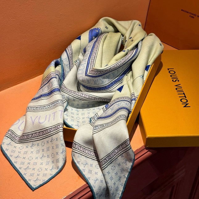 LV SCARF 140 CM IN SILK-CASHMERE BLEND 737274