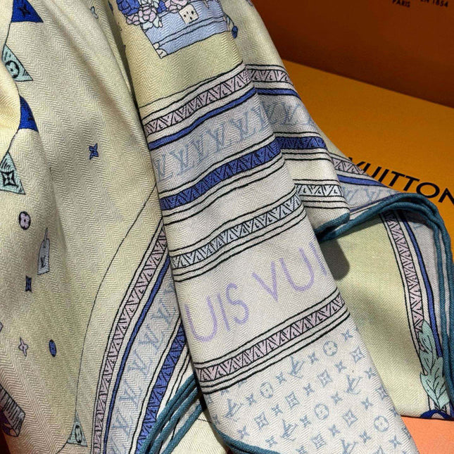LV SCARF 140 CM IN SILK-CASHMERE BLEND 737274