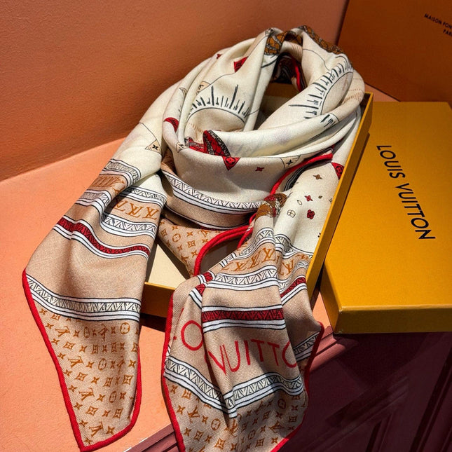 LV SCARF 140 CM IN SILK-CASHMERE BLEND 737275
