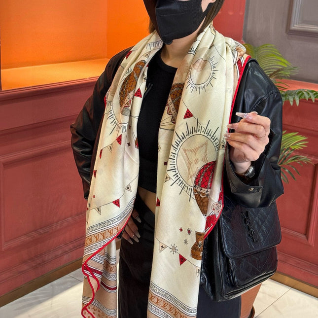 LV SCARF 140 CM IN SILK-CASHMERE BLEND 737275
