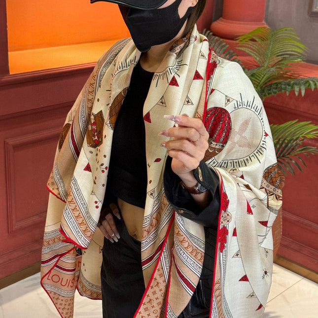 LV SCARF 140 CM IN SILK-CASHMERE BLEND 737275