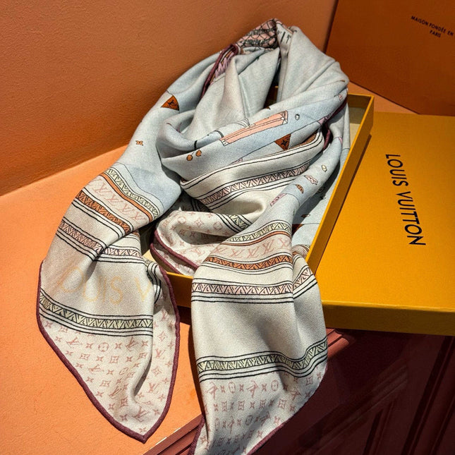 LV SCARF 140 CM IN SILK-CASHMERE BLEND 737276