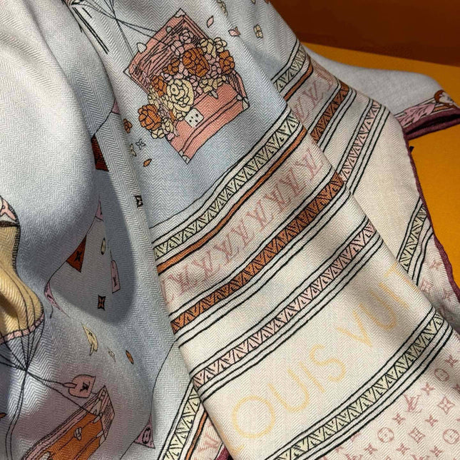 LV SCARF 140 CM IN SILK-CASHMERE BLEND 737276