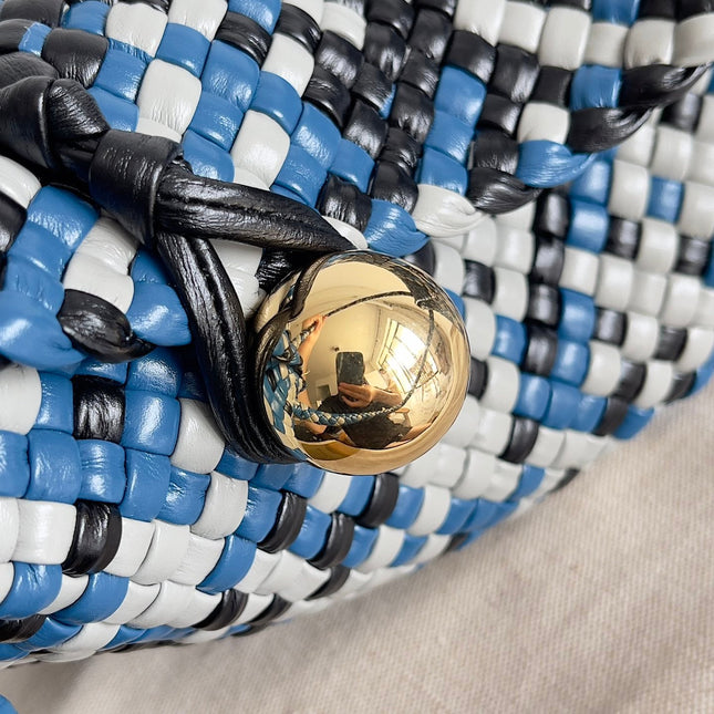 TOSCA SHOULDER BAG 27 IN BLUE MIX BLACK AND WHITE LAMBSKIN