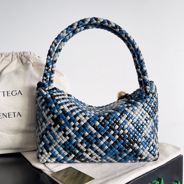 TOSCA SHOULDER BAG 27 IN BLUE MIX BLACK AND WHITE LAMBSKIN