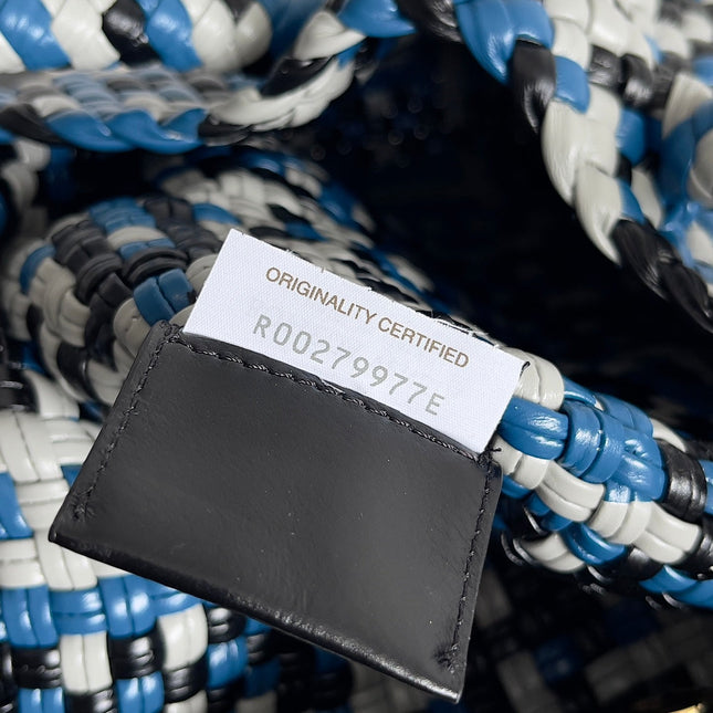 TOSCA SHOULDER BAG 27 IN BLUE MIX BLACK AND WHITE LAMBSKIN
