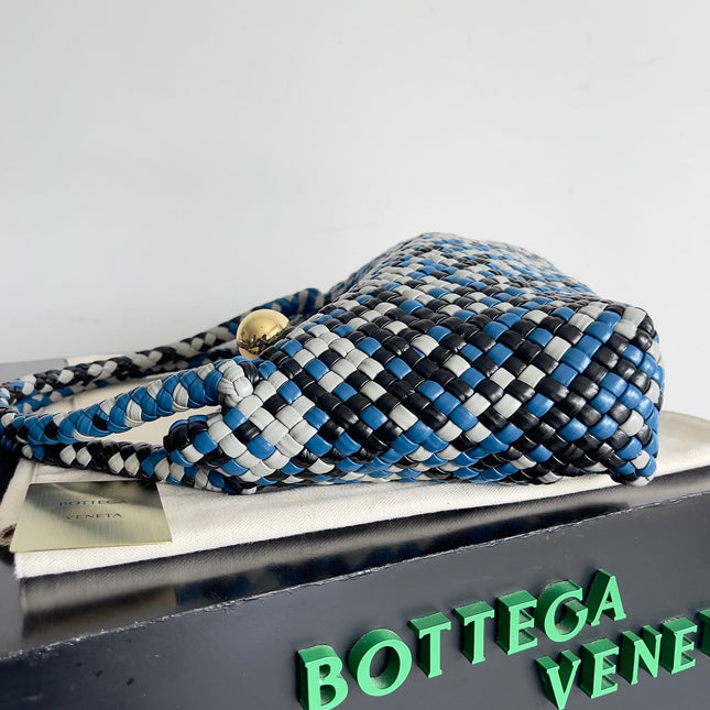 TOSCA SHOULDER BAG 27 IN BLUE MIX BLACK AND WHITE LAMBSKIN