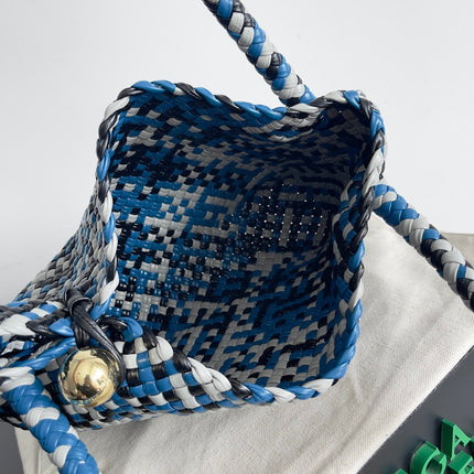 TOSCA SHOULDER BAG 27 IN BLUE MIX BLACK AND WHITE LAMBSKIN