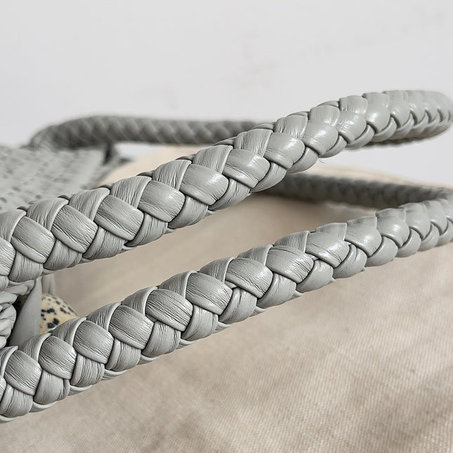TOSCA SHOULDER BAG 27 IN AGATE GREY LAMBSKIN WITH DALMATA STONE DETAIL