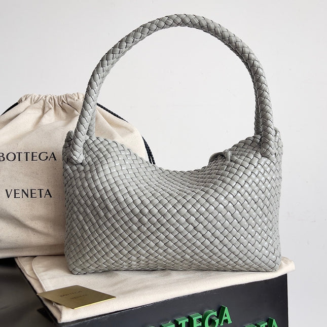 TOSCA SHOULDER BAG 27 IN AGATE GREY LAMBSKIN WITH DALMATA STONE DETAIL