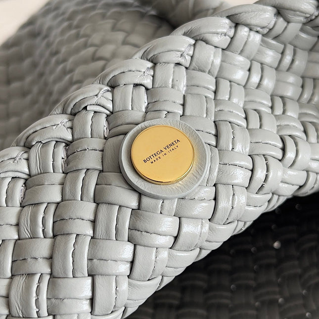TOSCA SHOULDER BAG 27 IN AGATE GREY LAMBSKIN WITH DALMATA STONE DETAIL