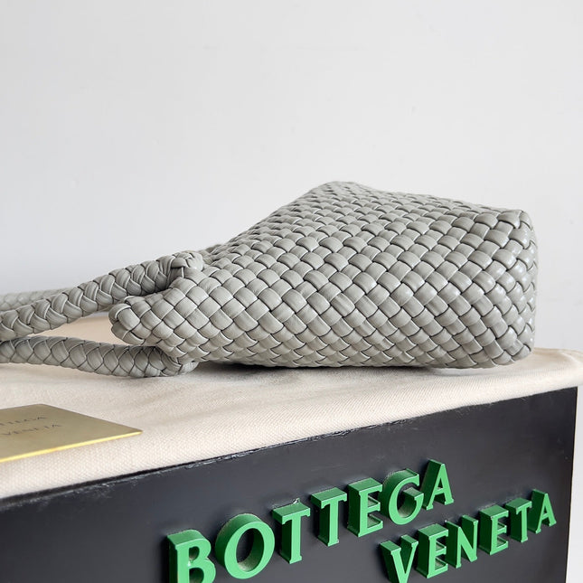 TOSCA SHOULDER BAG 27 IN AGATE GREY LAMBSKIN WITH DALMATA STONE DETAIL