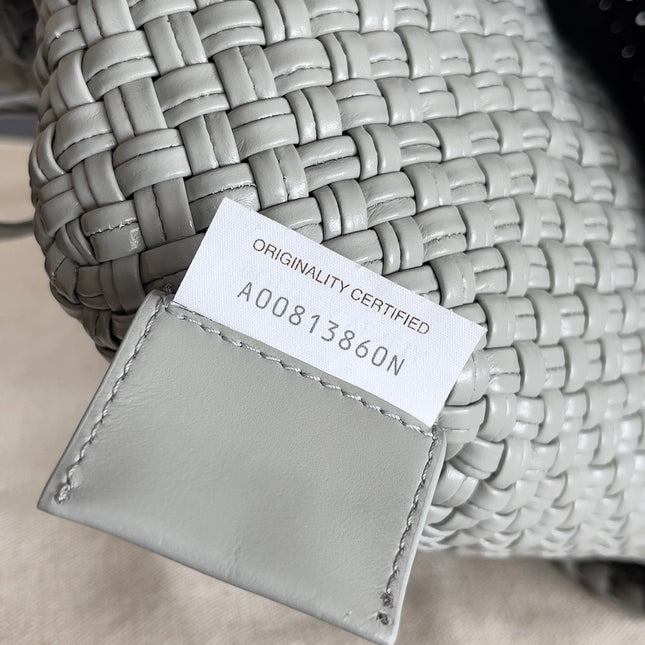 TOSCA SHOULDER BAG 27 IN AGATE GREY LAMBSKIN WITH DALMATA STONE DETAIL