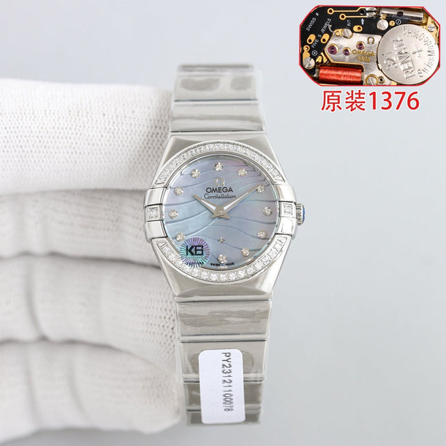 WATCH OMEGA CONSTELLATION QUARTZ 24 MM SILVER CASE WITH CRYSTAL