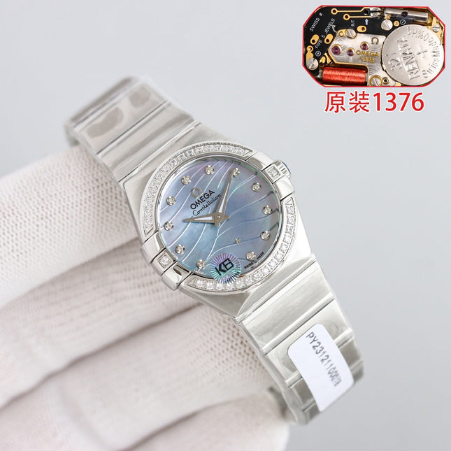 WATCH OMEGA CONSTELLATION QUARTZ 24 MM SILVER CASE WITH CRYSTAL