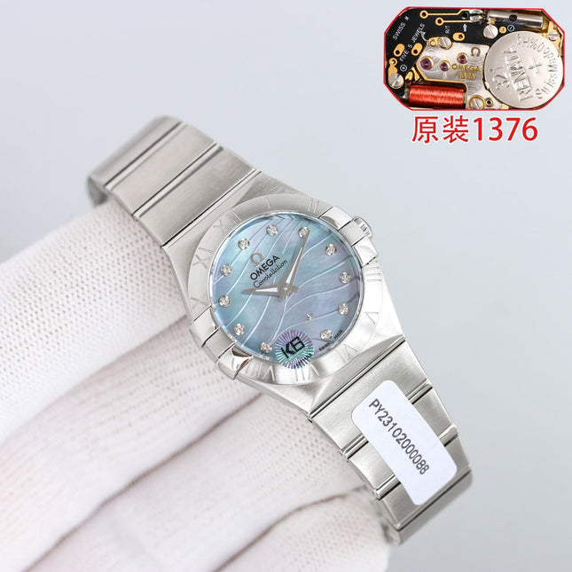 WATCH OMEGA CONSTELLATION QUARTZ 24 MM SILVER CASE WITH CRYSTAL