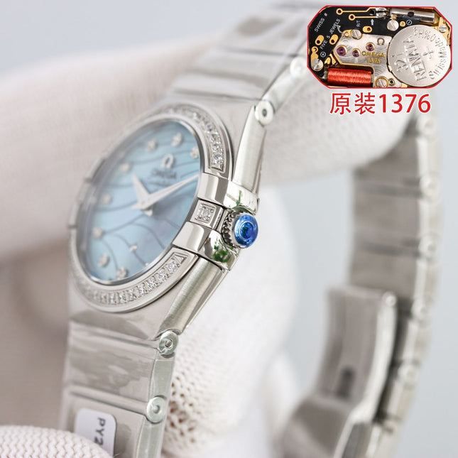 WATCH OMEGA CONSTELLATION QUARTZ 24 MM SILVER CASE WITH CRYSTAL