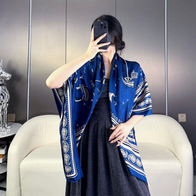 HERMES 25S SCARF 135 IN CASHMERE SILK 729040