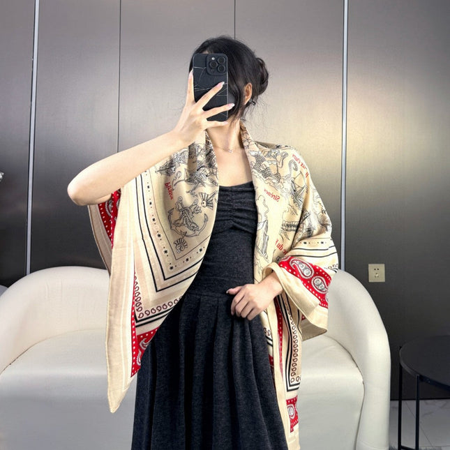 HERMES 25S SCARF 135 IN CASHMERE SILK 729039