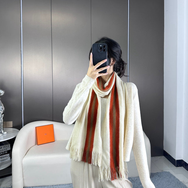 SCARF 180 CM IN WHITE MIX RED CASHMERE 356237