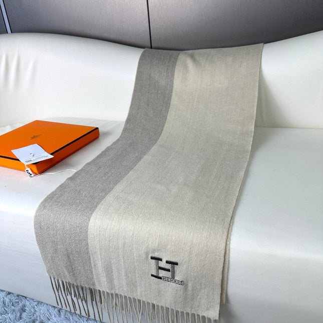 SCARF 190 CM IN ECRU TAN CASHMERE 364769