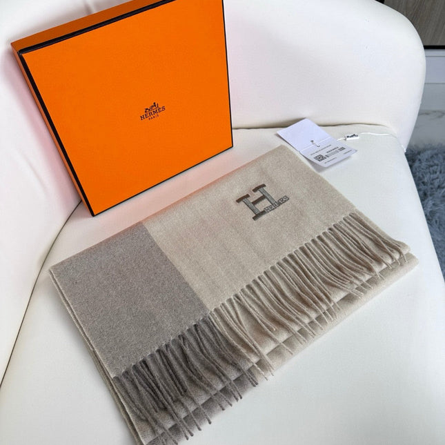 SCARF 190 CM IN ECRU TAN CASHMERE 364769