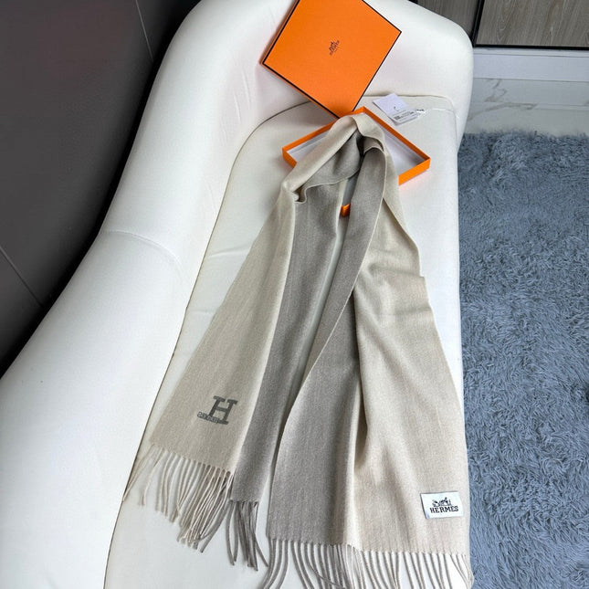 SCARF 190 CM IN ECRU TAN CASHMERE 364769