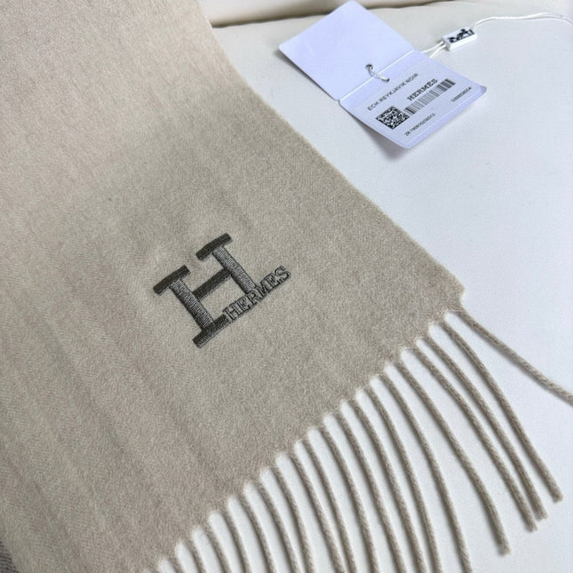 SCARF 190 CM IN ECRU TAN CASHMERE 364769