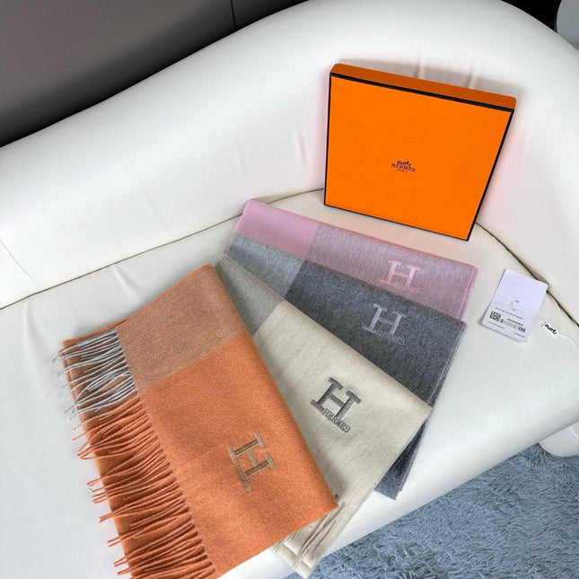 SCARF 190 CM IN ECRU TAN CASHMERE 364769
