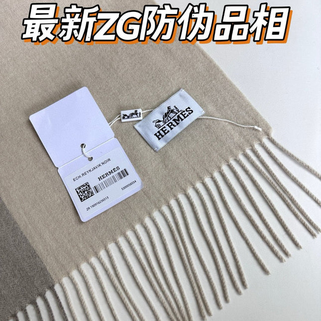 SCARF 190 CM IN ECRU TAN CASHMERE 364769