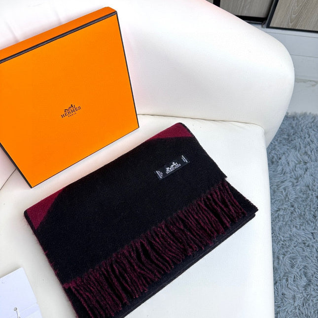 SCARF 190 CM IN JAM PURPLE MIX BLACK CASHMERE 370395